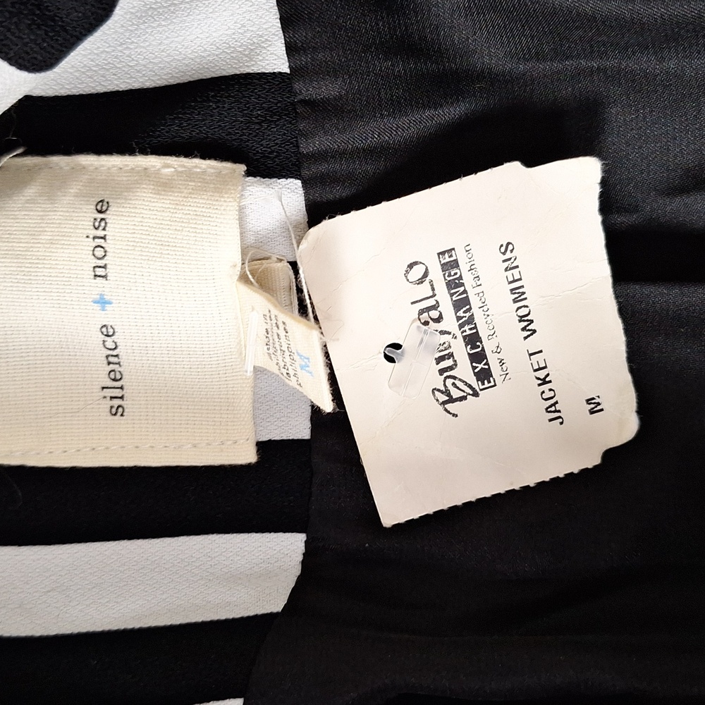 Silence + Noise NWOT Black White Striped One Button Retro Blazer Jacket Size M - Picture 10 of 13